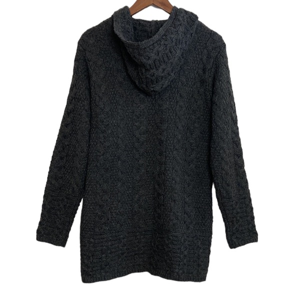 Blarney Woolen Mills Sweater Womens Small Gray Merino Wool Long Hooded Cardigan - Picture 2 of 15